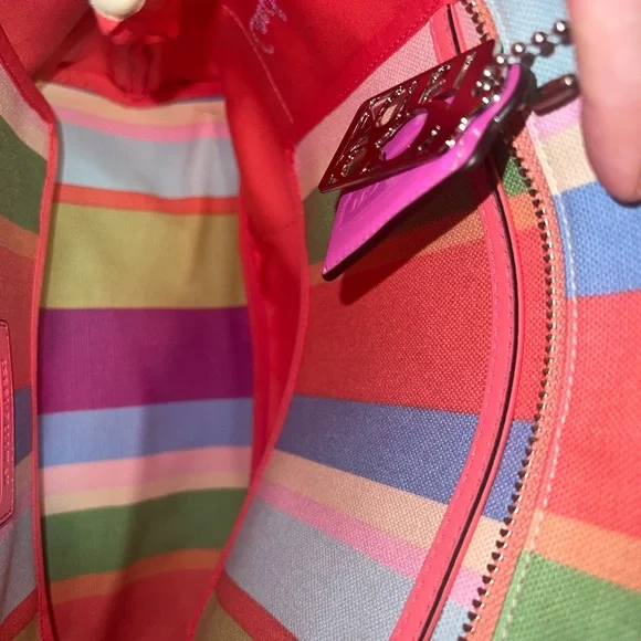 Coach striped canvas and leather shoulder bag - Picture 6 of 6